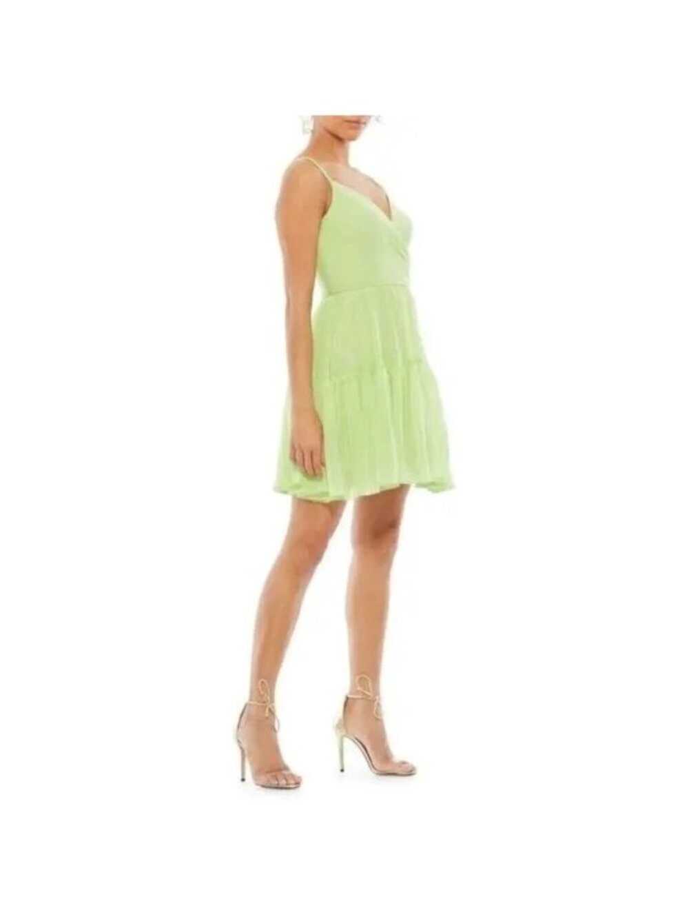 Mac Duggal Mint Green Chiffon Braided Strap Tiered Mini Dress Size 8 NWT